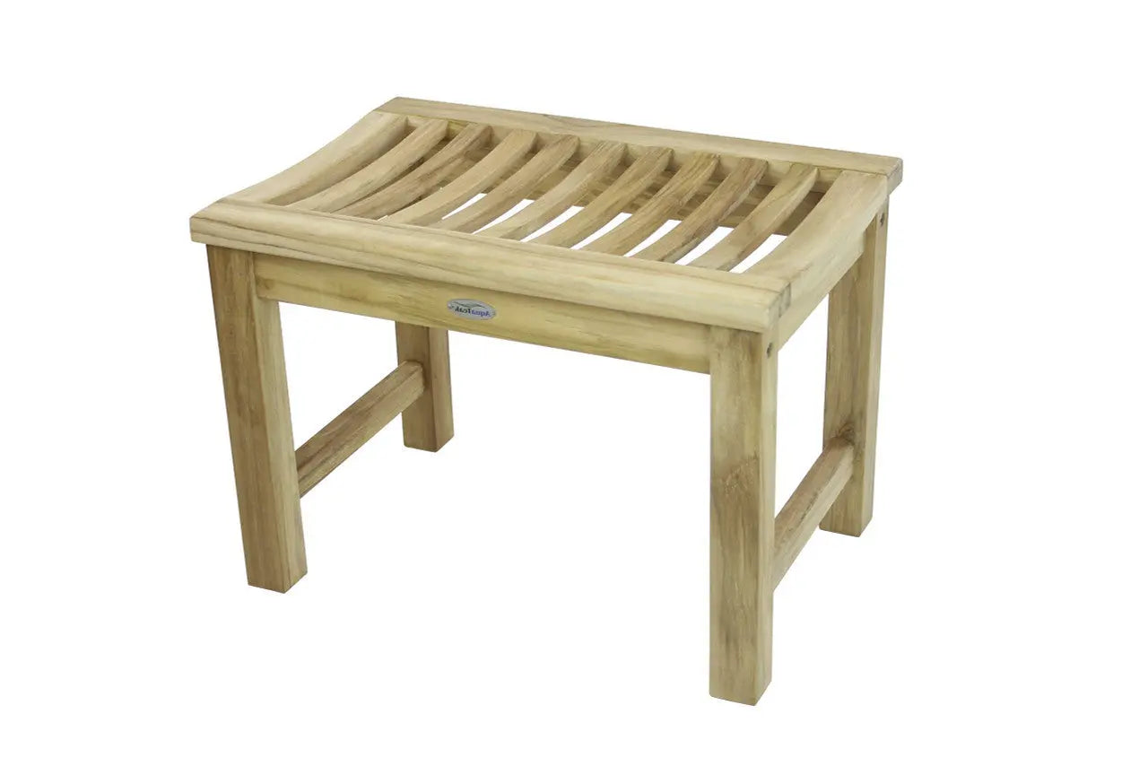 17" X 24" Brown Teak Rectangular Shower Bench Homeroots Bed & Bath