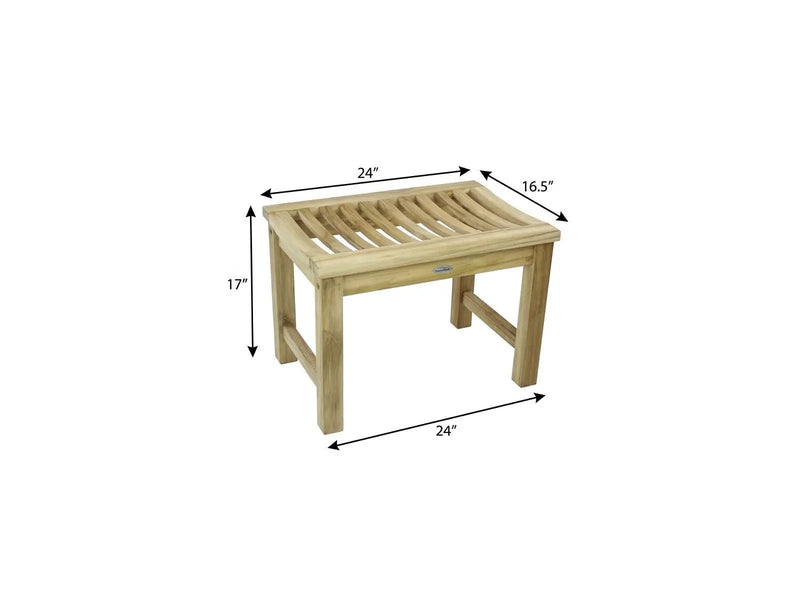17" X 24" Brown Teak Rectangular Shower Bench Homeroots Bed & Bath