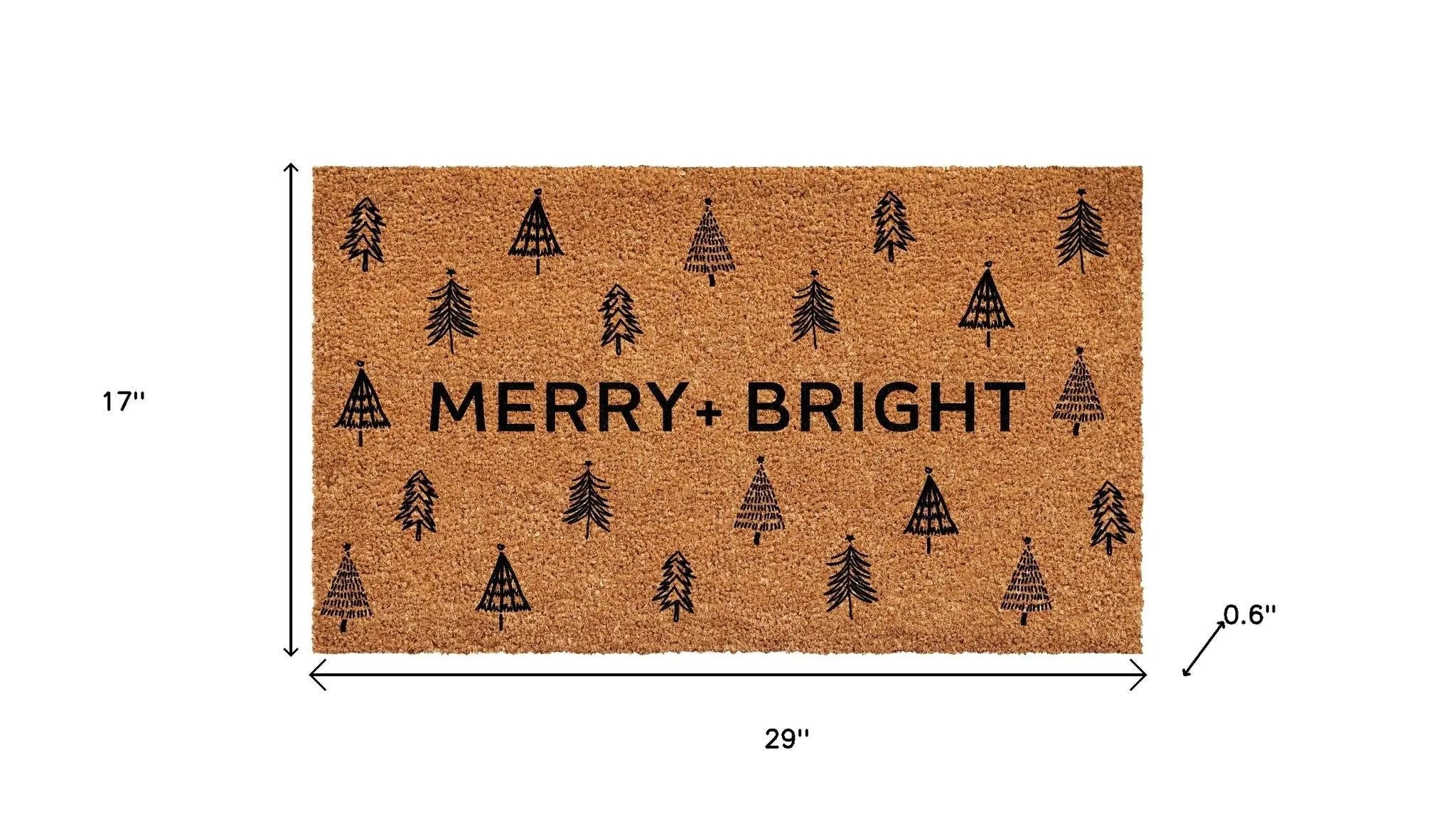 17" X 29" Brown And Natural Christmas Trees Merry and Bright Outdoor Coir Door Mat Homeroots Home Decor