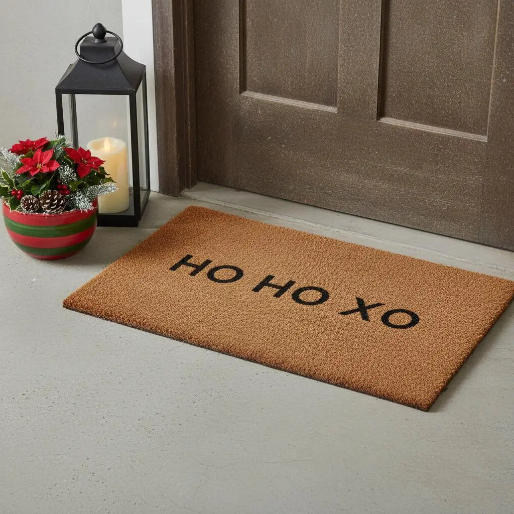 17" X 29" Natural And Brown Christmas Outdoor Coir Door Mat Homeroots Home Decor