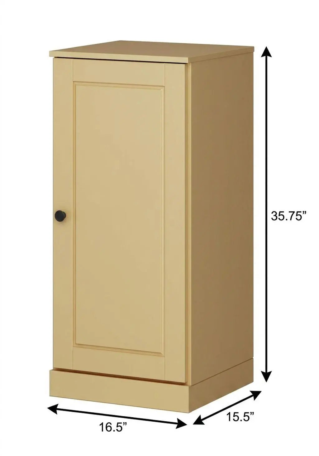 17" Yellow Solid Wood Free Standing Single Door Linen Cabinet Homeroots Organization