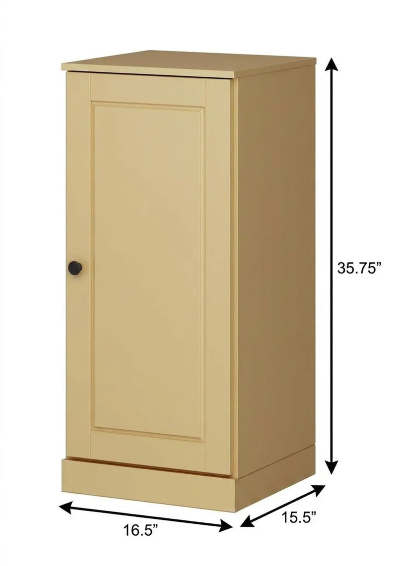 17" Yellow Solid Wood Free Standing Single Door Linen Cabinet Homeroots Organization