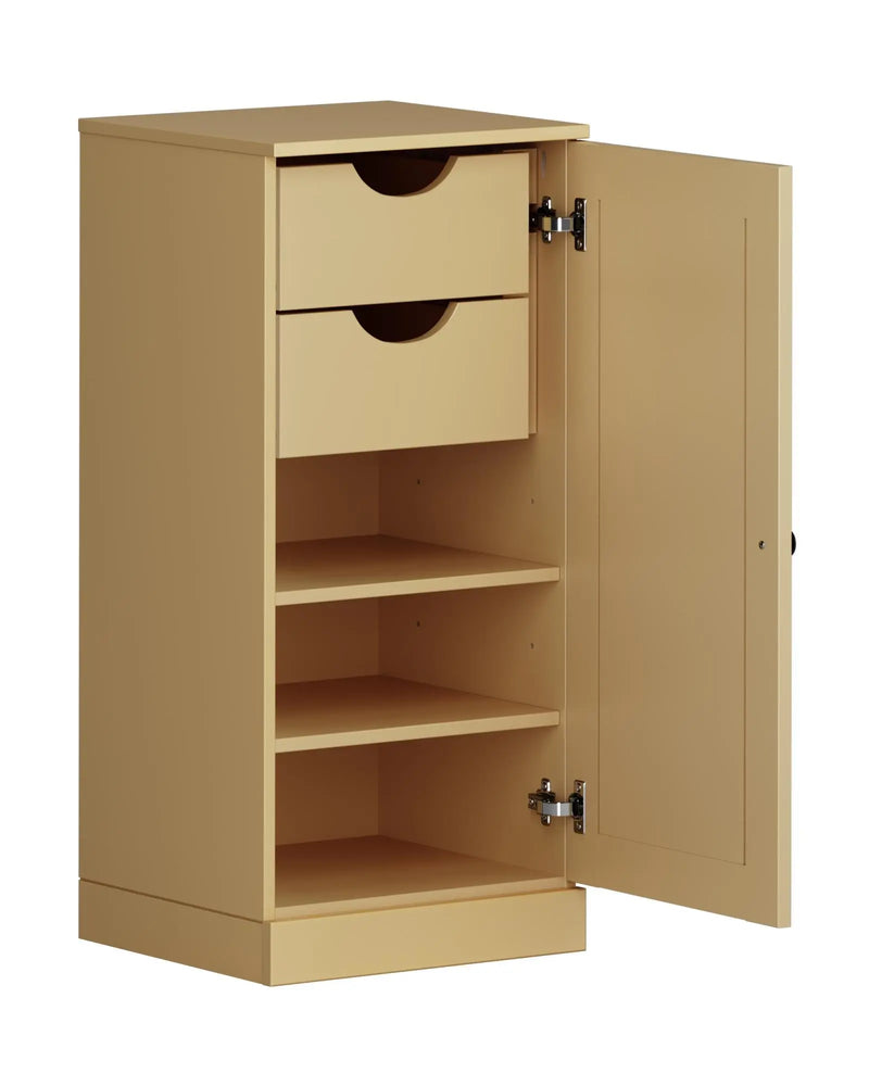 17" Yellow Solid Wood Free Standing Single Door Linen Cabinet Homeroots Organization