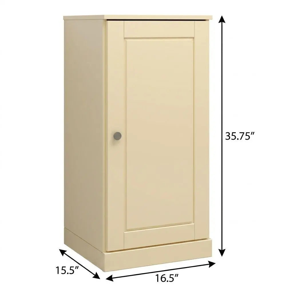 17" Yellow Solid Wood Free Standing Single Door Linen Cabinet Homeroots Organization