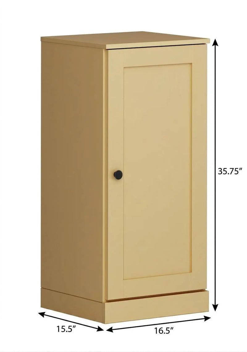 17" Yellow Solid Wood Free Standing Single Door Linen Cabinet Homeroots Organization
