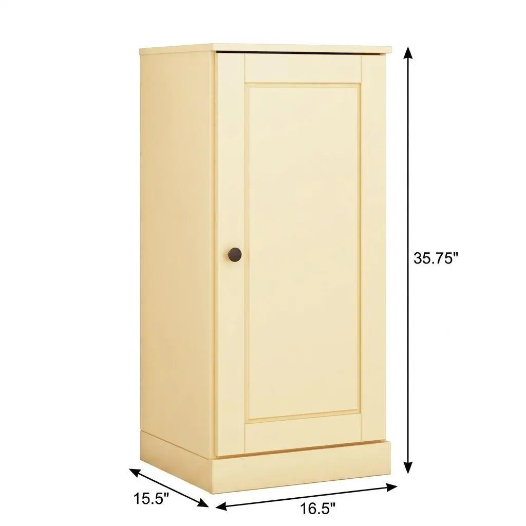 17" Yellow Solid Wood Free Standing Single Door Linen Cabinet Homeroots Organization