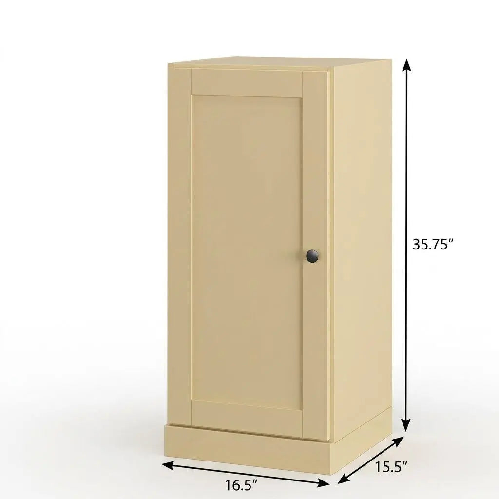17" Yellow Solid Wood Free Standing Single Door Linen Cabinet Homeroots Organization