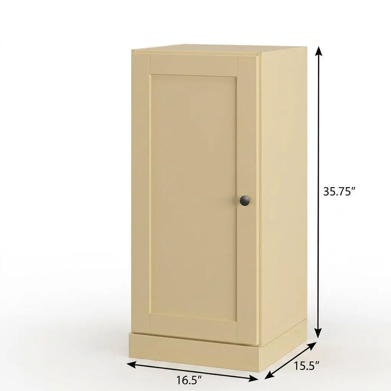 17" Yellow Solid Wood Free Standing Single Door Linen Cabinet Homeroots Organization