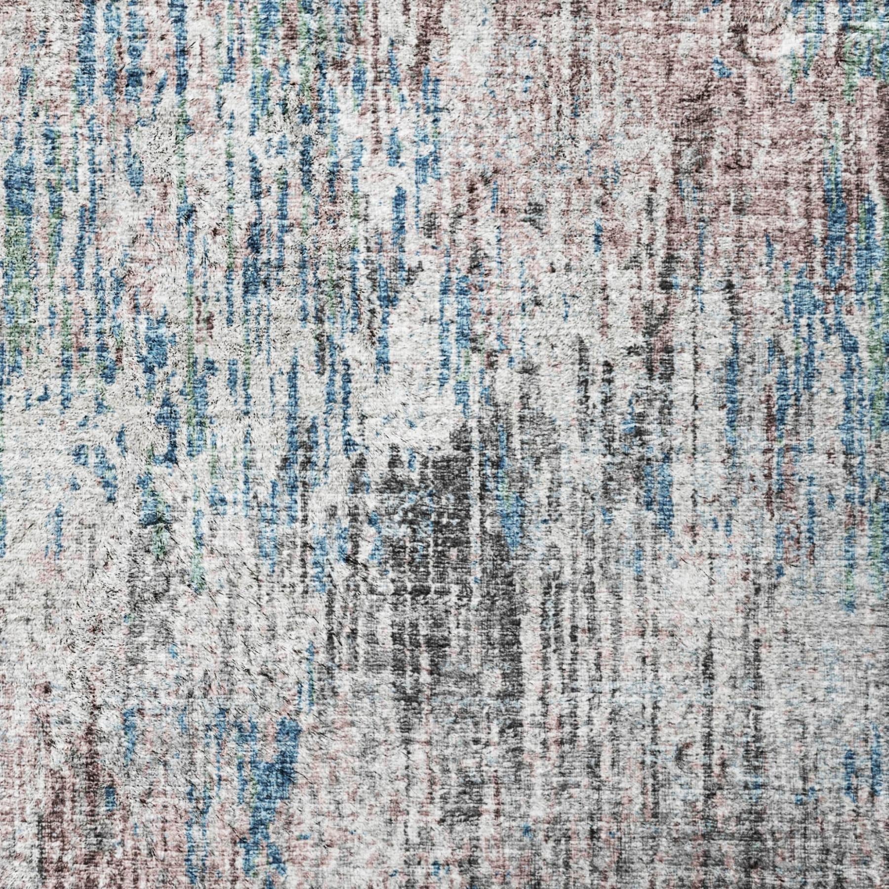 10' X 14' Blue And Silver Abstract Shag Washable Area Rug With UV Protection - Home & Garden
