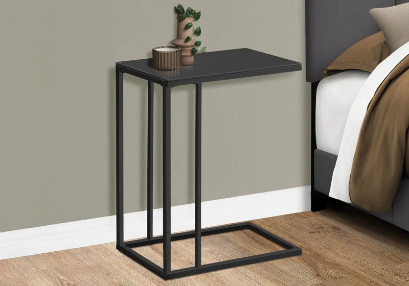 18.25" X 10.25" X 24" Black Metal Tempered Glass Accent Table Homeroots Living Room