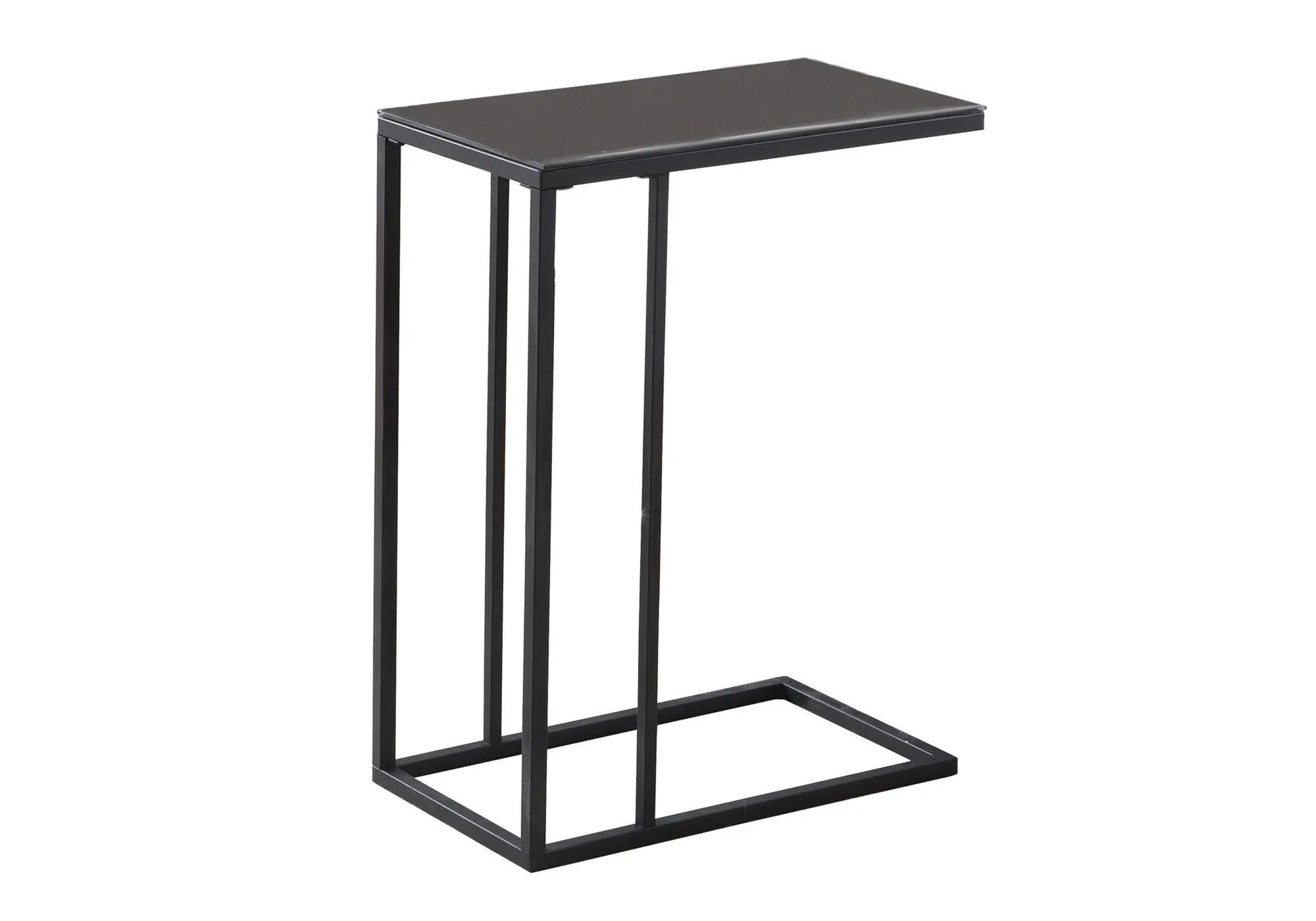 18.25" X 10.25" X 24" Black Metal Tempered Glass Accent Table Homeroots Living Room