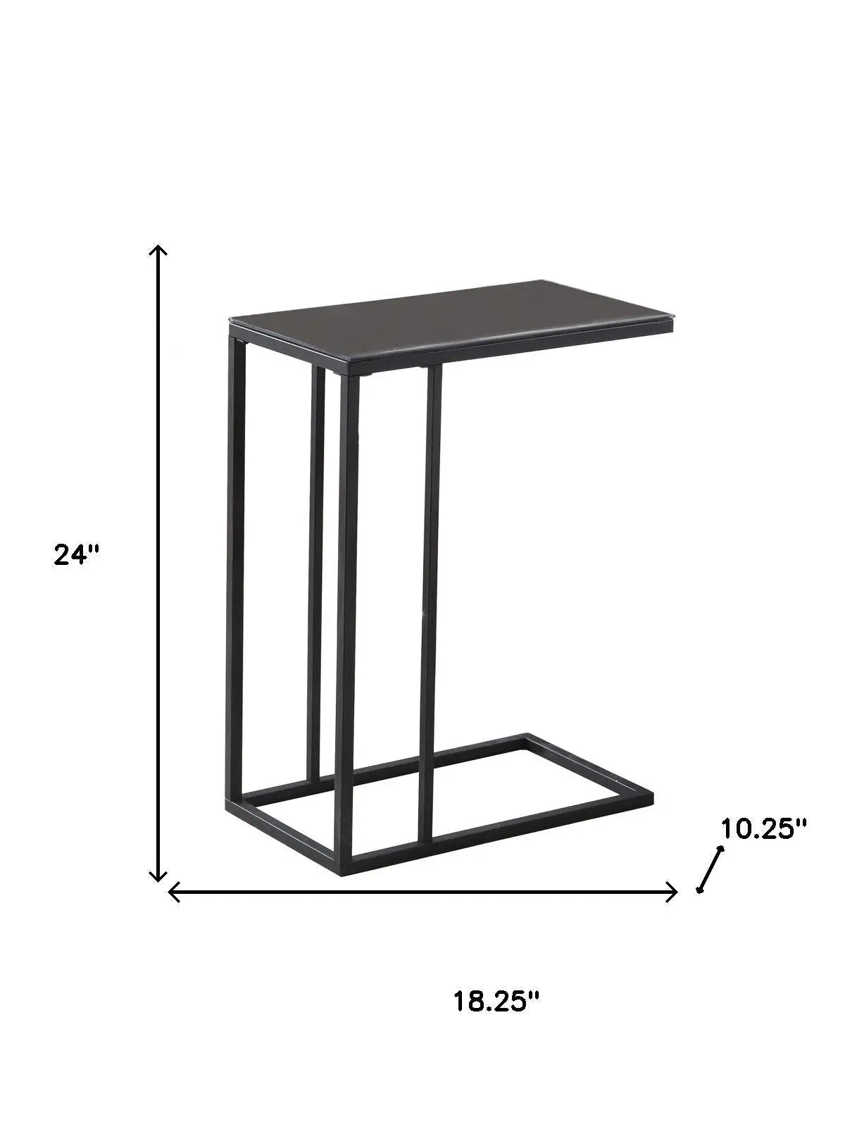 18.25" X 10.25" X 24" Black Metal Tempered Glass Accent Table Homeroots Living Room