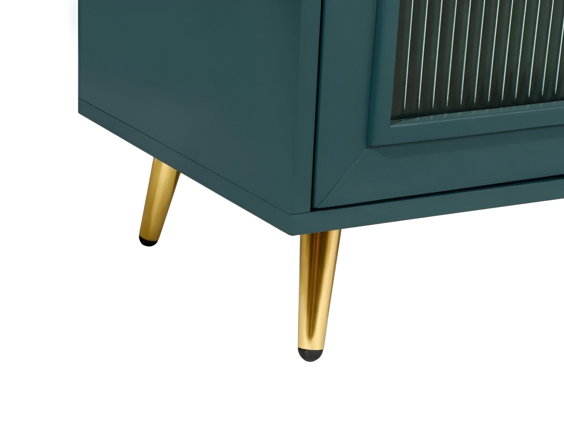 60" Teal Blue Ribbed Texture Sideboard with Four Doors - Kitchen & Dining