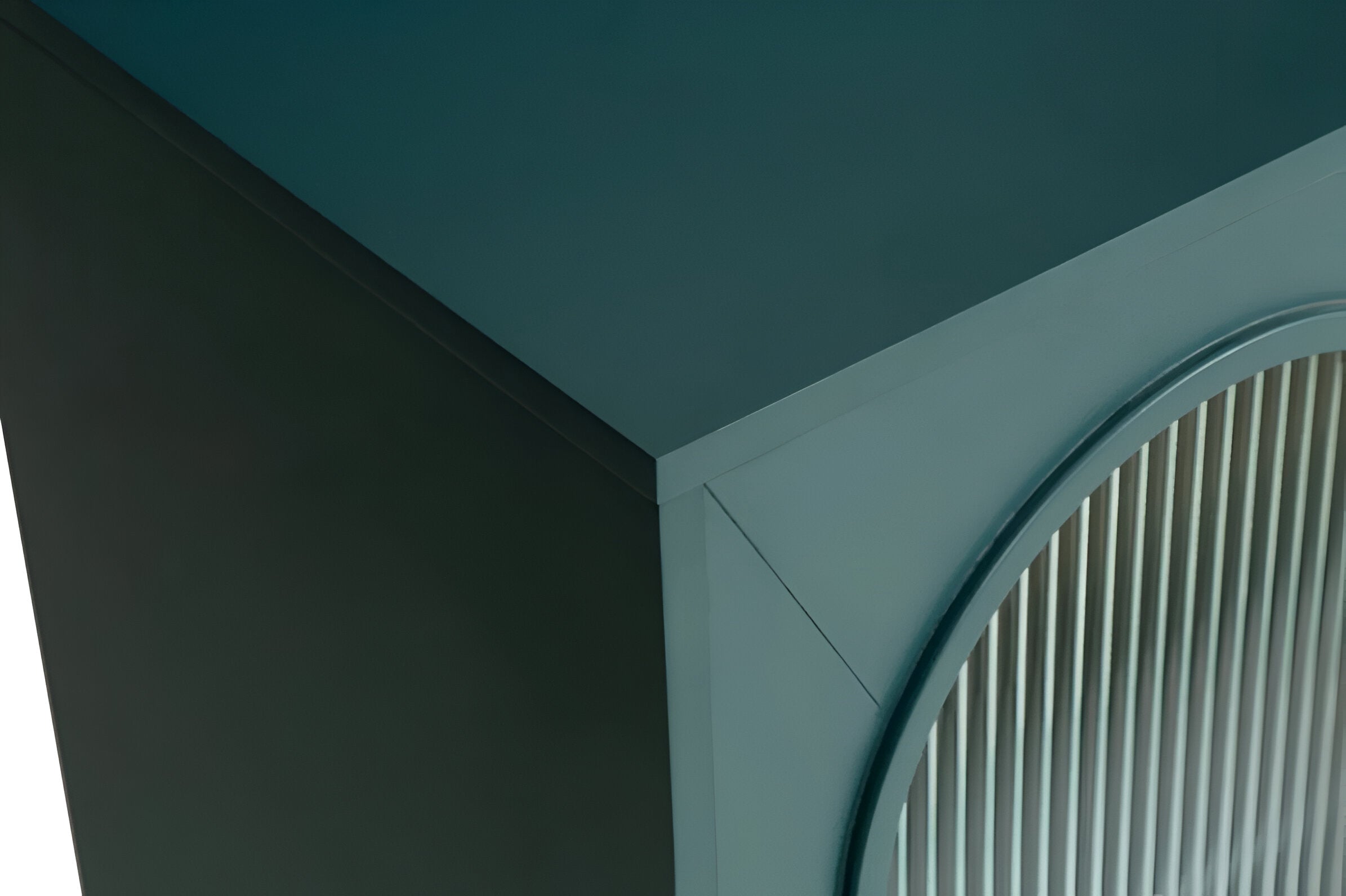 60" Teal Blue Ribbed Texture Sideboard with Four Doors - Kitchen & Dining