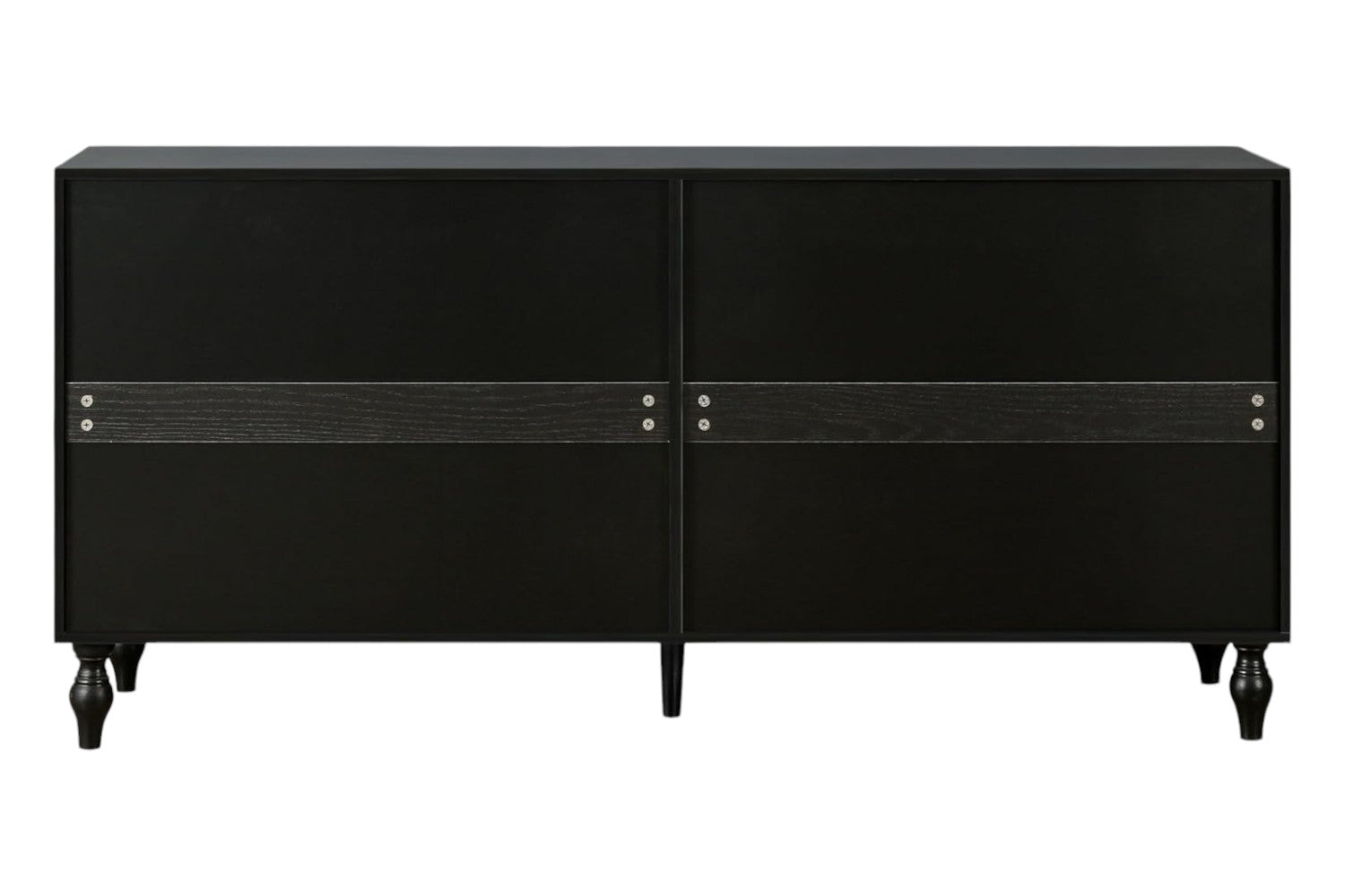 68" Black and White Distressed Carved Floral Sideboard with Four Doors - Kitchen & Dining