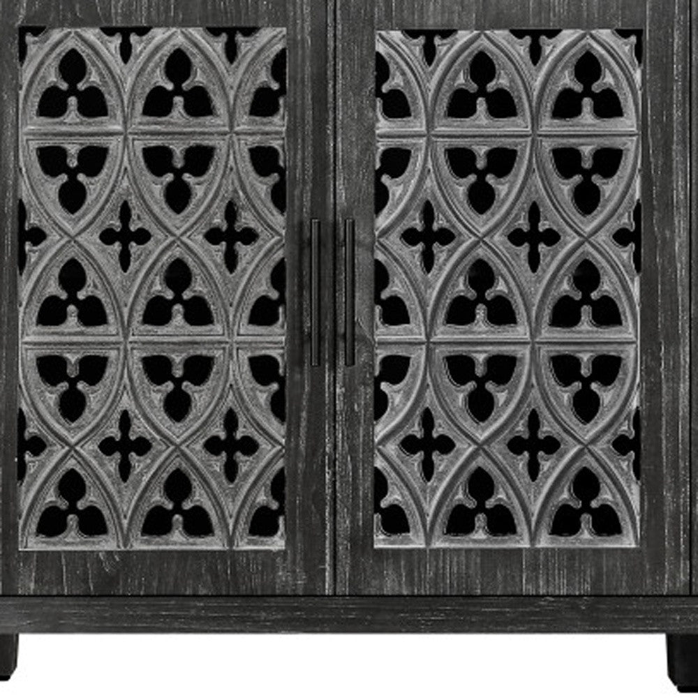 65" Charcoal Distressed Wood Sideboard with Four Doors - Kitchen & Dining
