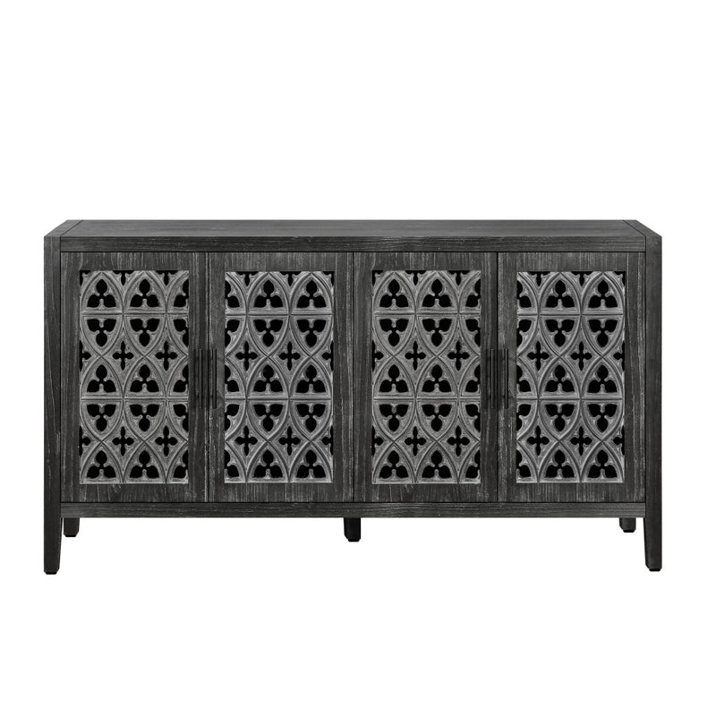 65" Charcoal Distressed Wood Sideboard with Four Doors - Kitchen & Dining