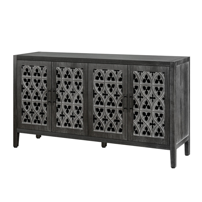65" Charcoal Distressed Wood Sideboard with Four Doors - Kitchen & Dining