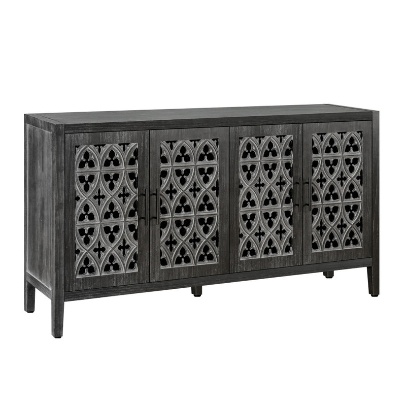 65" Charcoal Distressed Wood Sideboard with Four Doors - Kitchen & Dining