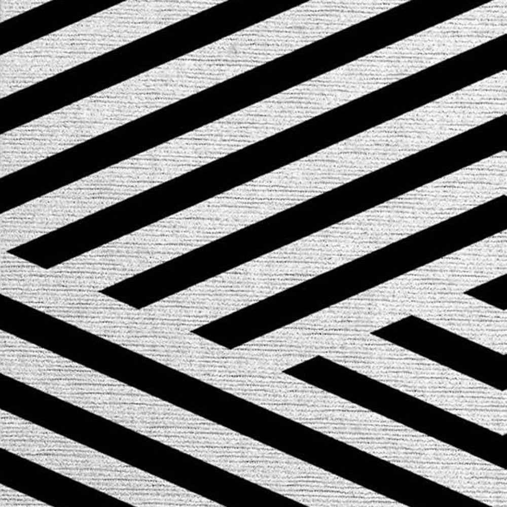 2' X 3' Black and White Geometric Washable Non Skid Indoor Outdoor Area Rug
