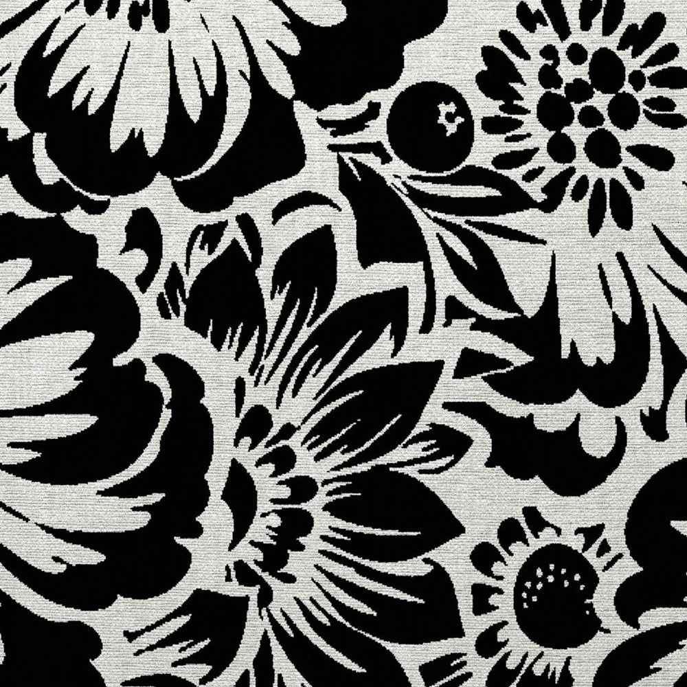 2' X 3' Black and Ivory Floral Washable Non Skid Indoor Outdoor Area Rug