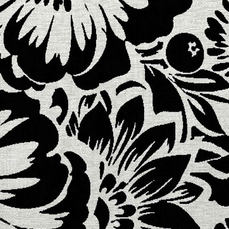 2' X 3' Black and Ivory Floral Washable Non Skid Indoor Outdoor Area Rug
