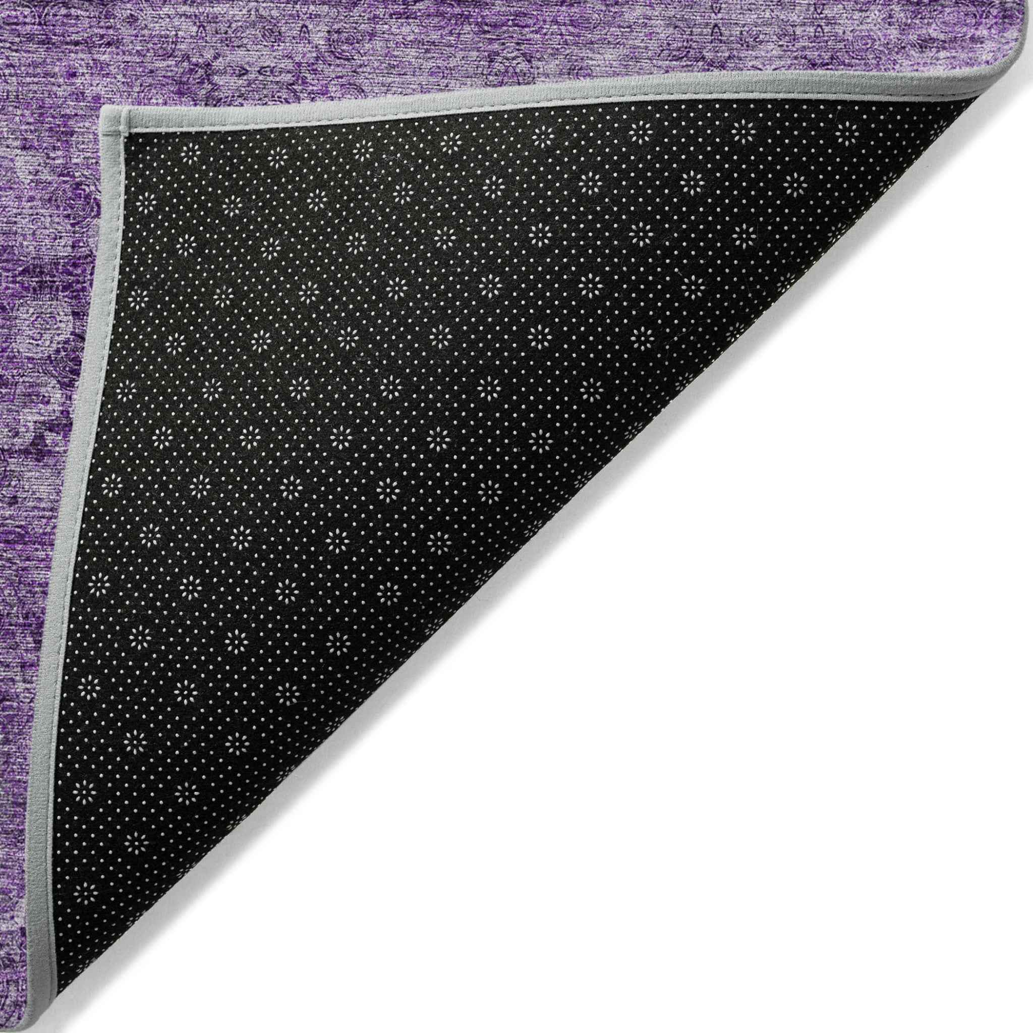 2' X 3' Eggplant Floral Medallion Washable Non Skid Indoor Outdoor Area Rug