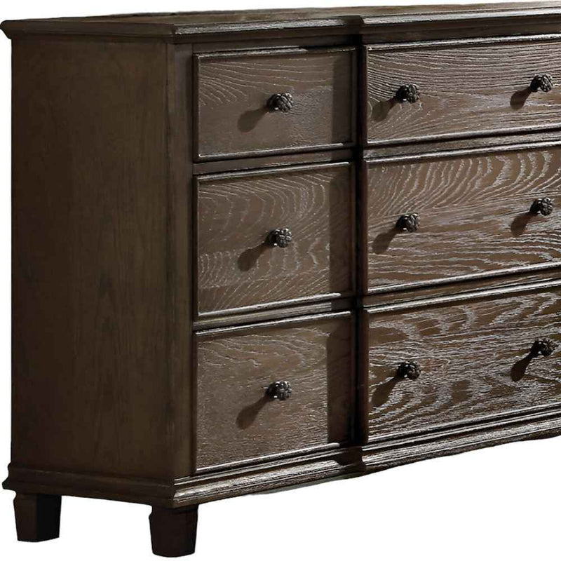 60" Dark Brown Solid Wood Nine Drawer Double Dresser