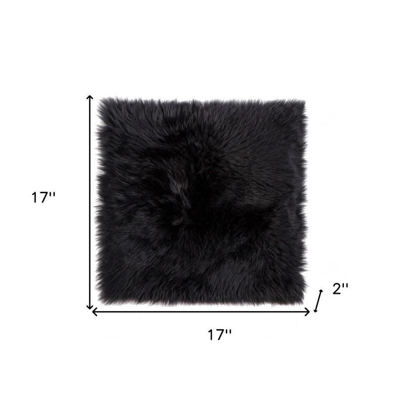 17" X 17" Black Sheepskin Solid Color Chair Pad - Kitchen & Dining