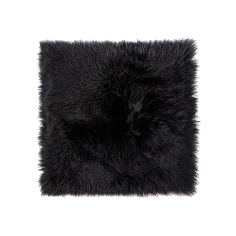 17" X 17" Black Sheepskin Solid Color Chair Pad - Kitchen & Dining