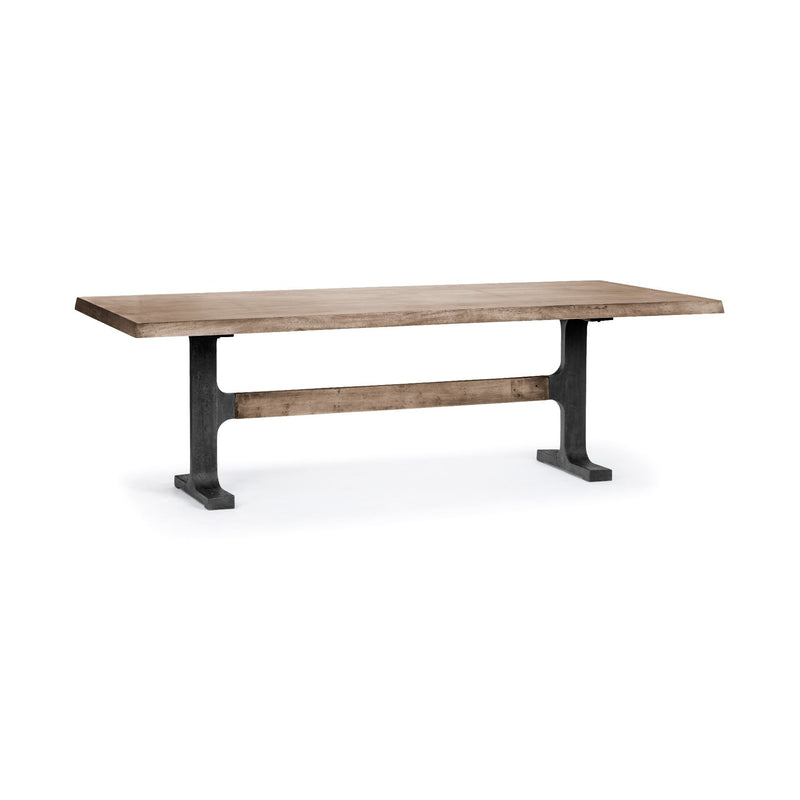 96" Natural And Black Solid Wood And Metal Trestle Base Dining Table - Kitchen & Dining
