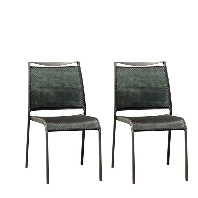 Set of Four Gray Aluminum Dining Side Chairs - Kitchen & Dining