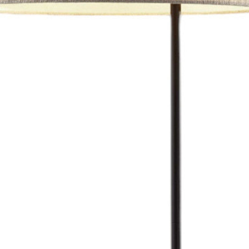 64" Beige And Black Tray Table Floor Lamp With Beige Fabric Drum Shade - Lighting