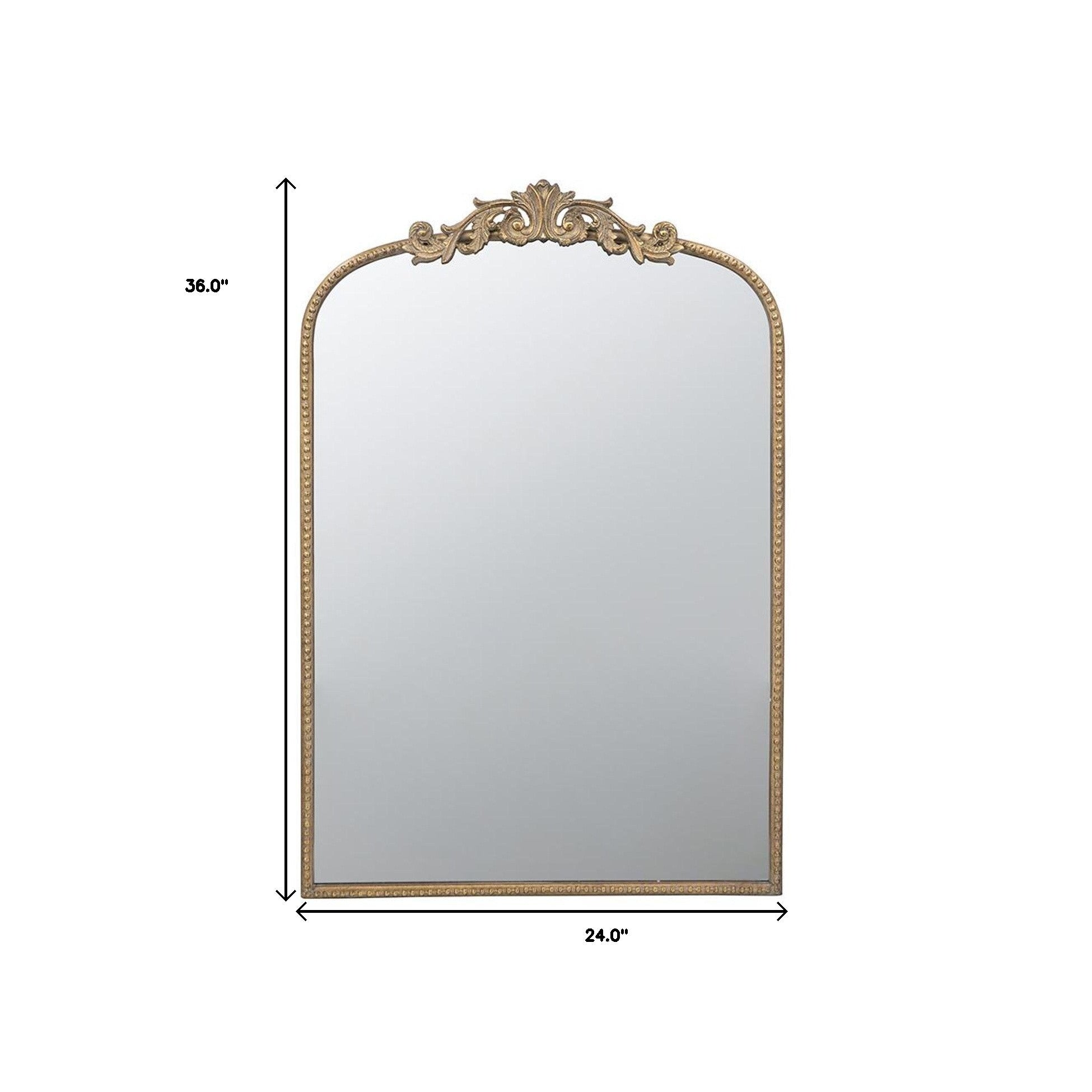 36" Gold Arch Iron Framed Accent Mirror - Bed & Bath