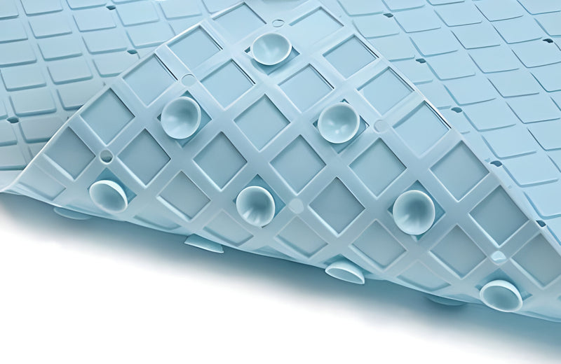 40" Light Blue Geometric Tiles Non Slip Bathtub Mat - Bed & Bath