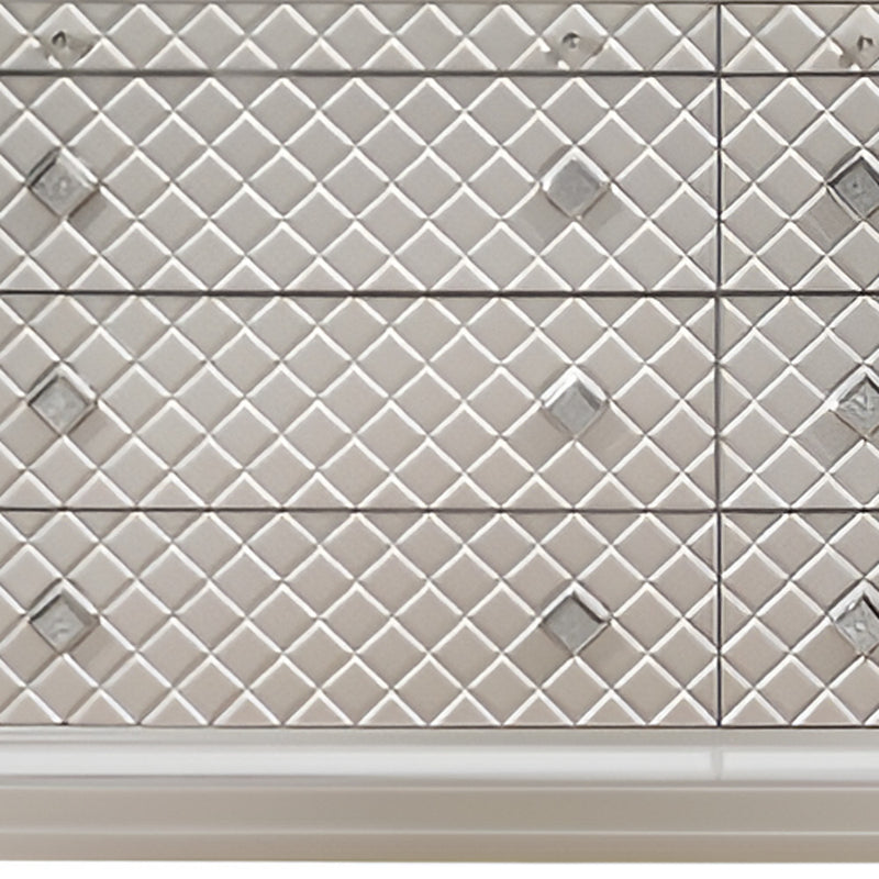 65" Champagne Solid Wood With Bling Six Drawer Double Dresser