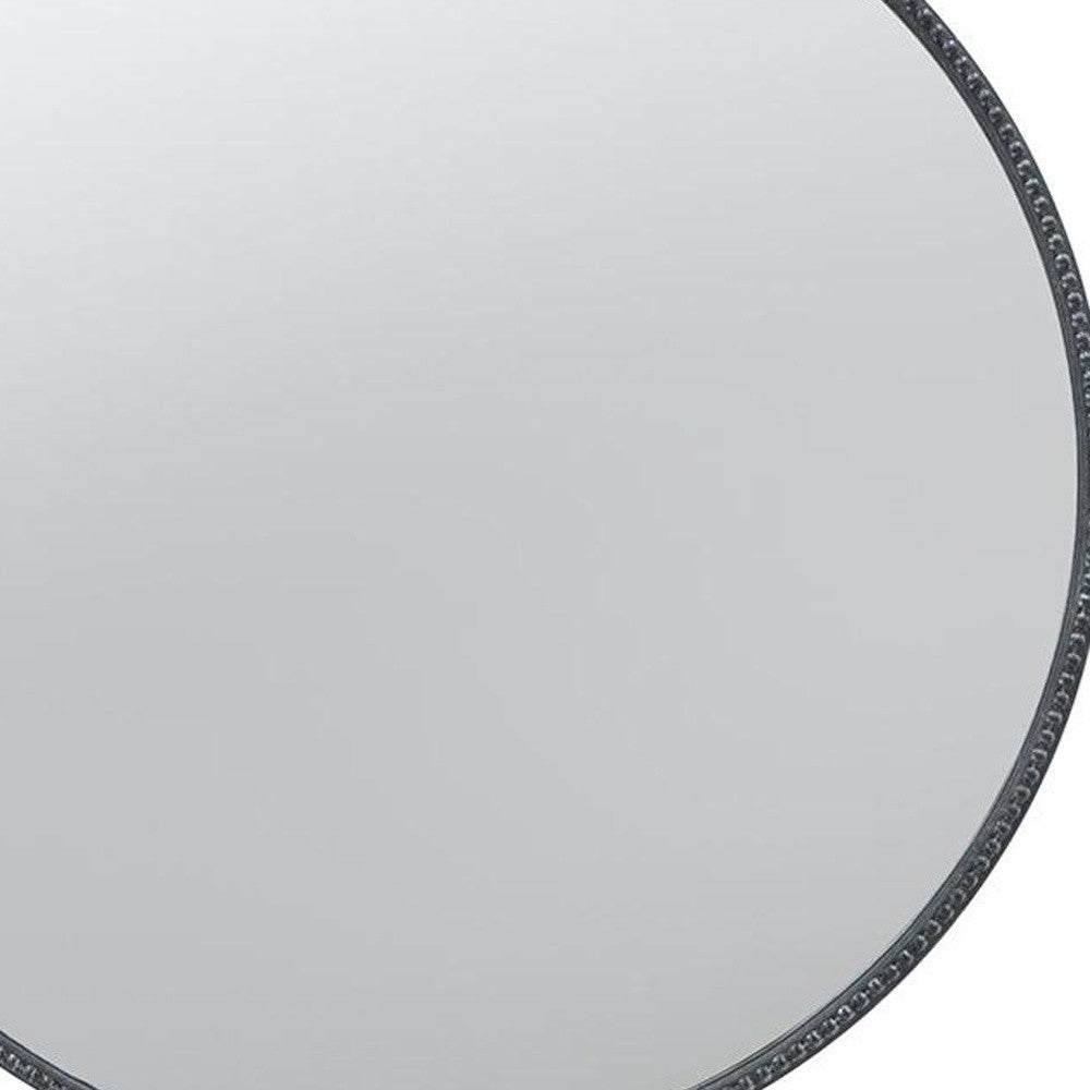 32" Black Crowned Top Iron Framed Accent Mirror - Bed & Bath