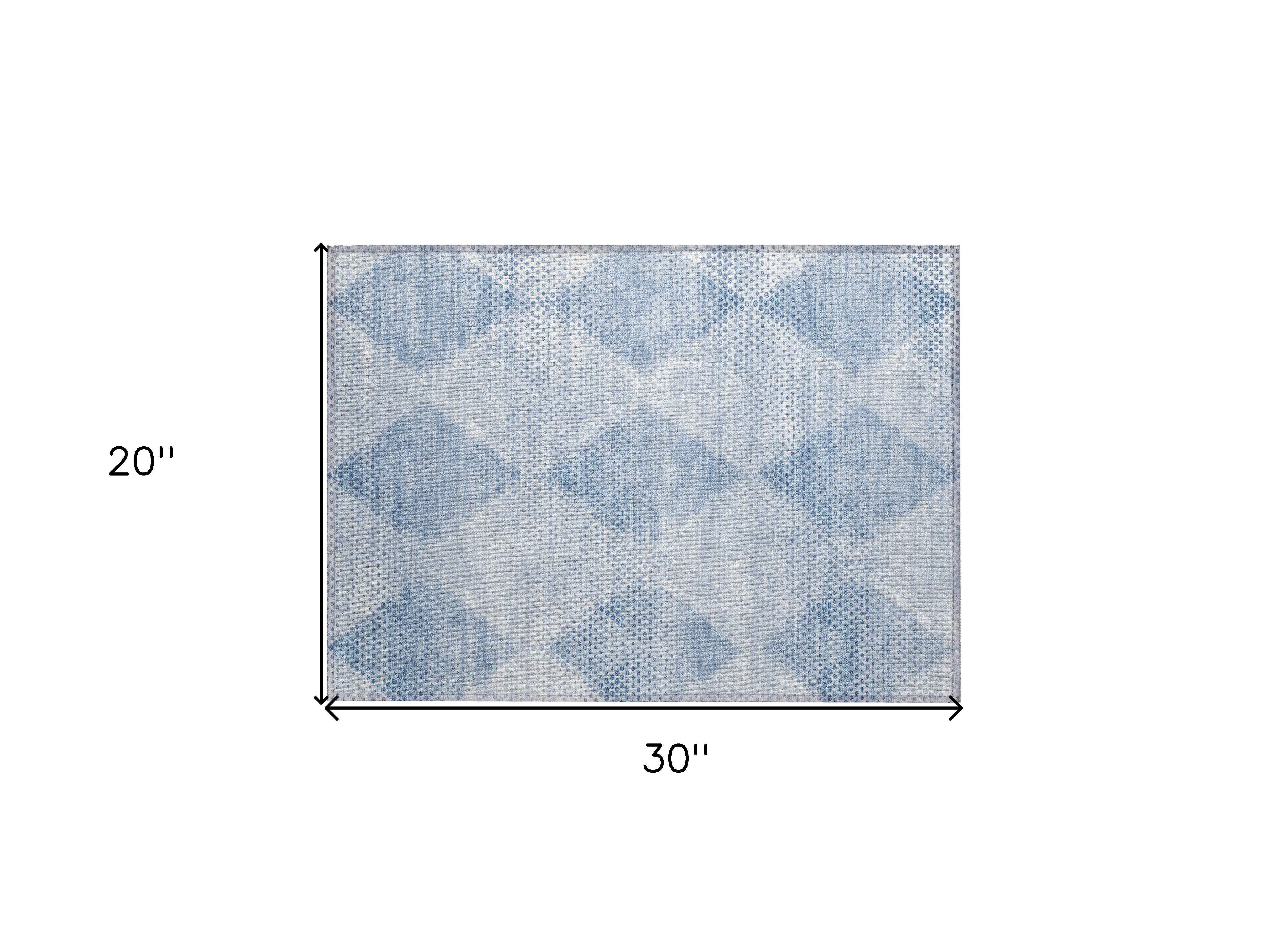 2' X 3' Blue Geometric Washable Non Skid Indoor Outdoor Area Rug