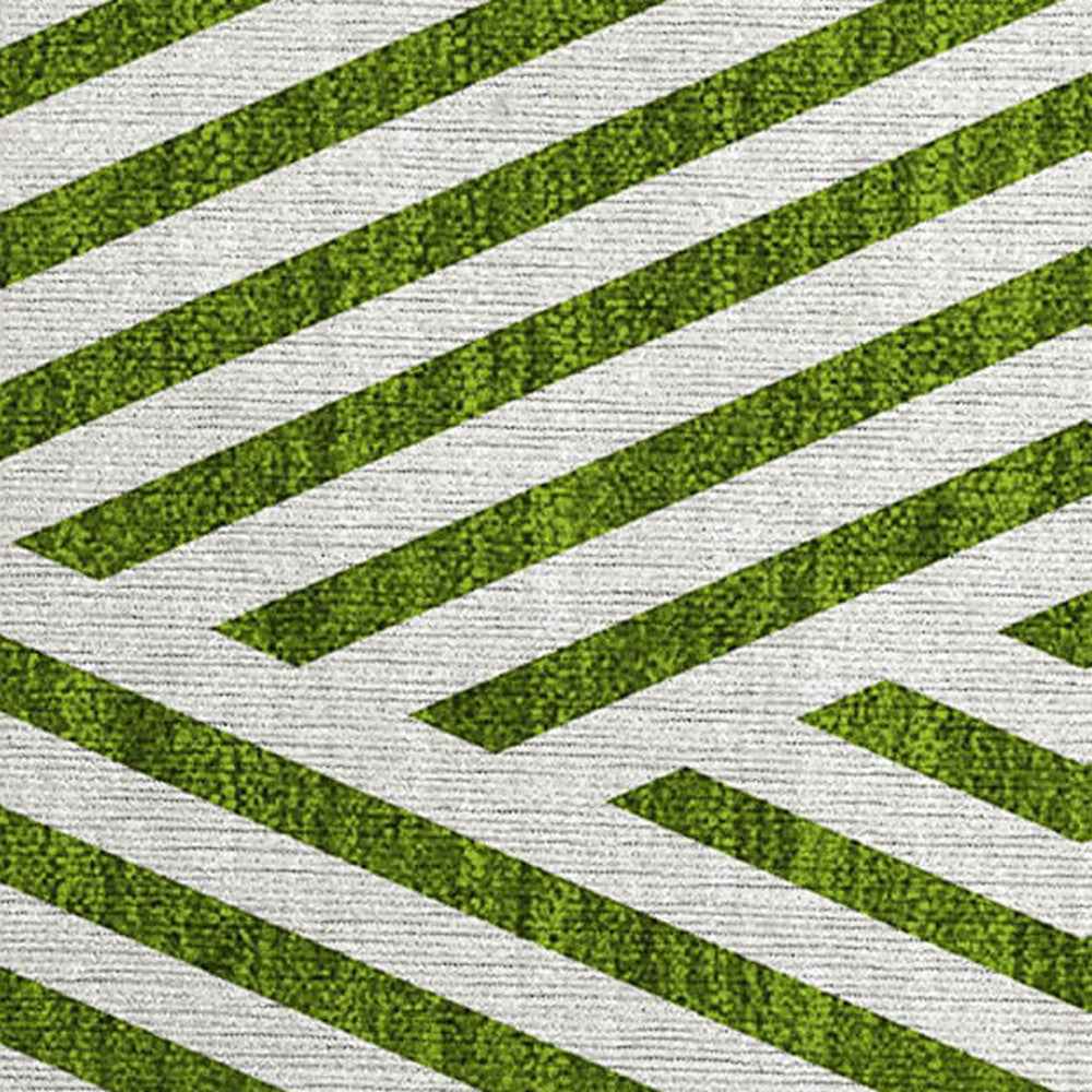 2' X 3' Lime Green and White Geometric Washable Non Skid Indoor Outdoor Area Rug