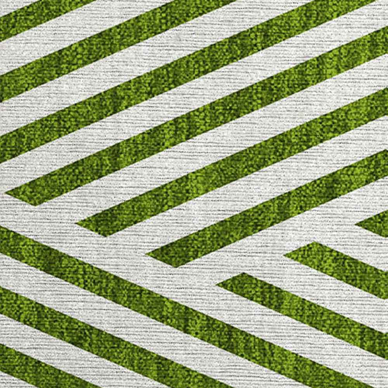 2' X 3' Lime Green and White Geometric Washable Non Skid Indoor Outdoor Area Rug
