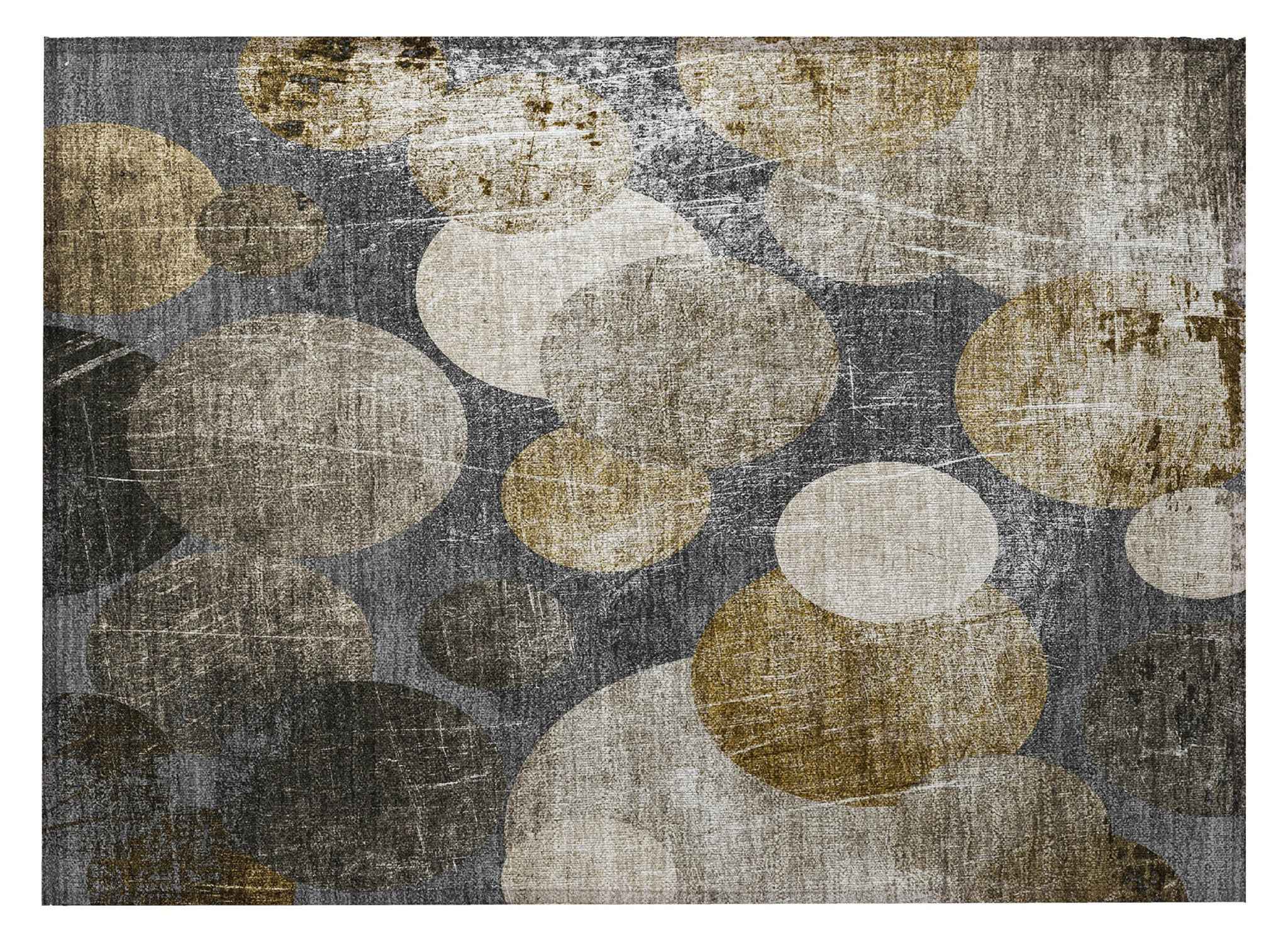 2' X 3' Brown Beige and Ivory Abstract Washable Non Skid Indoor Outdoor Area Rug