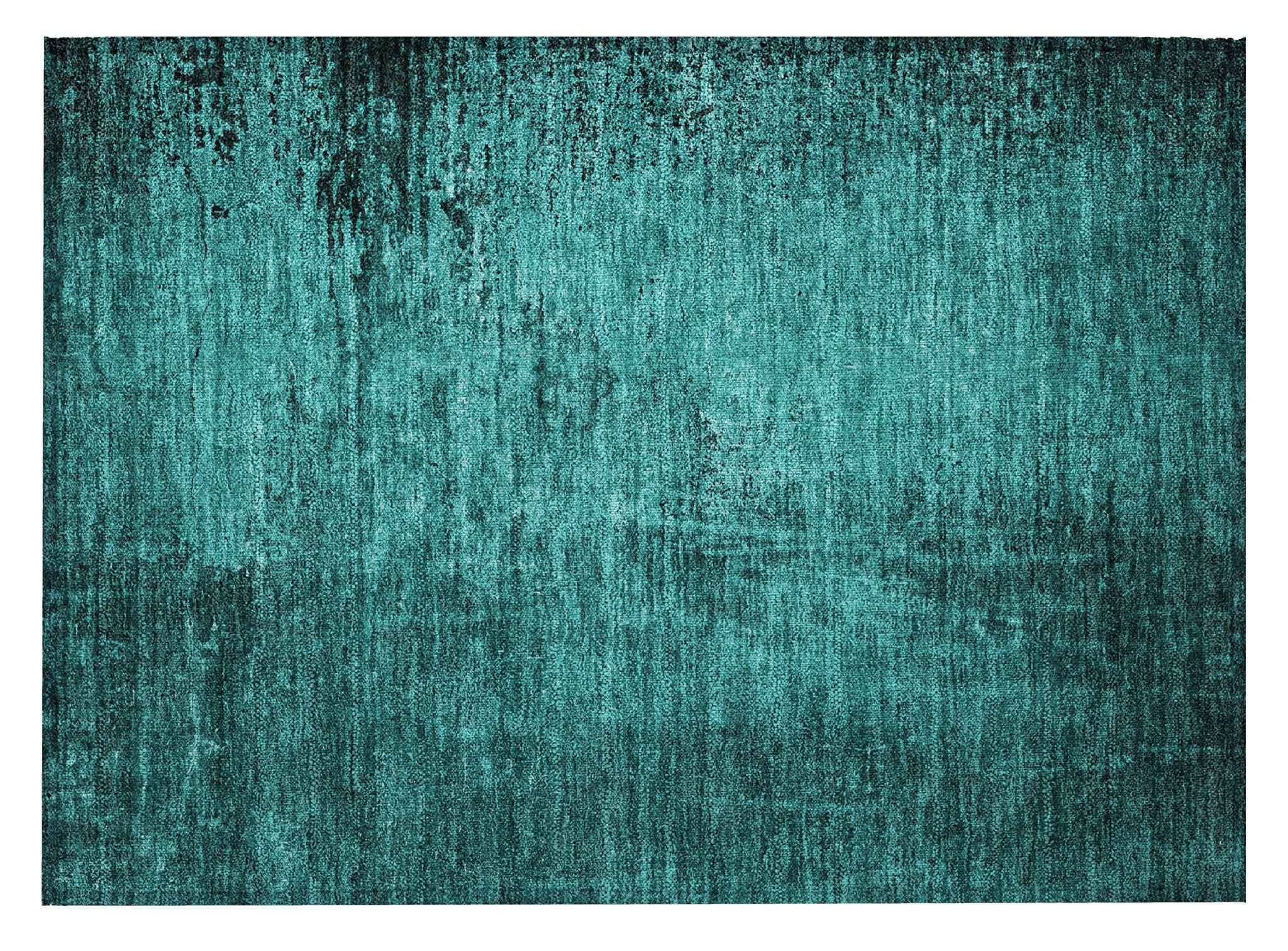 2' X 3' Teal Abstract Washable Non Skid Indoor Outdoor Area Rug