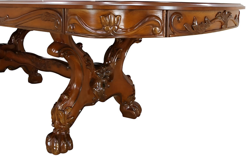 46" Dark Brown Free Form Solid Wood Double Pedestal Base Dining Table - Kitchen & Dining