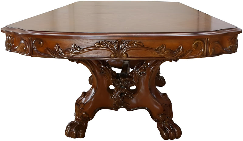 46" Dark Brown Free Form Solid Wood Double Pedestal Base Dining Table - Kitchen & Dining