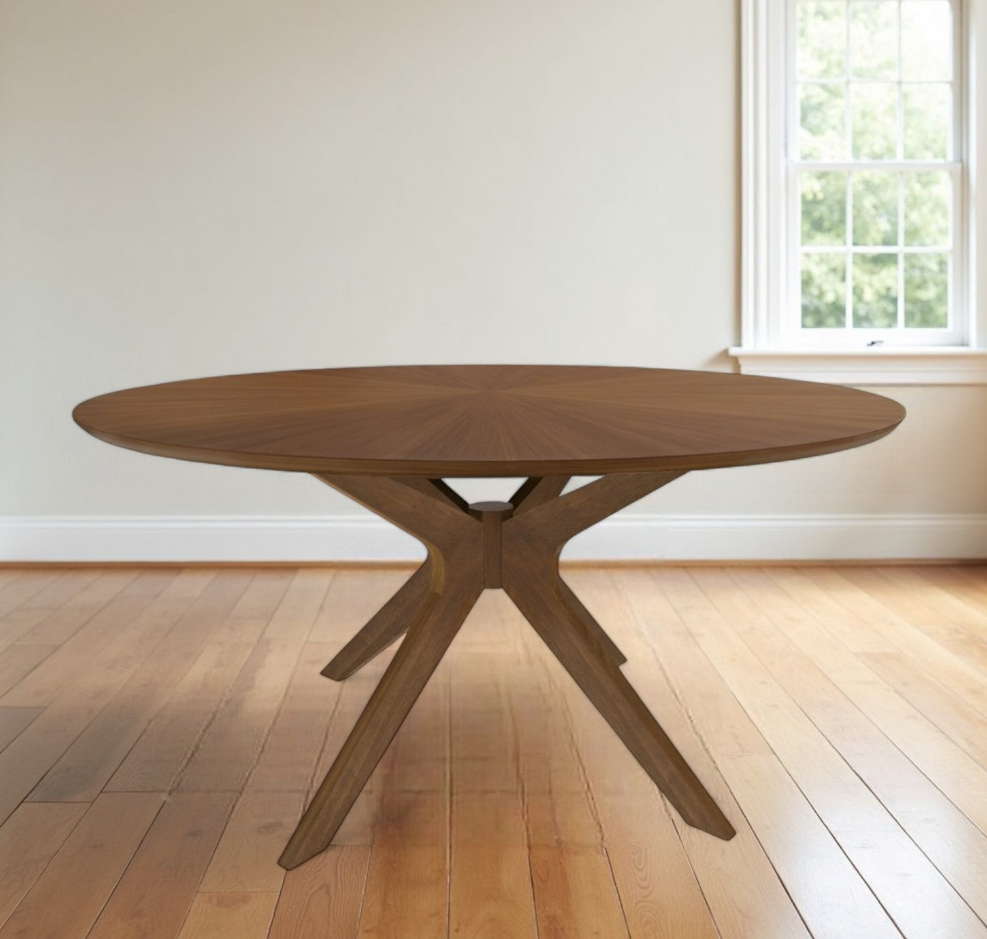 47" Brown Rounded Solid Manufactured Wood Pedestal Base Dining Table - Kitchen & Dining