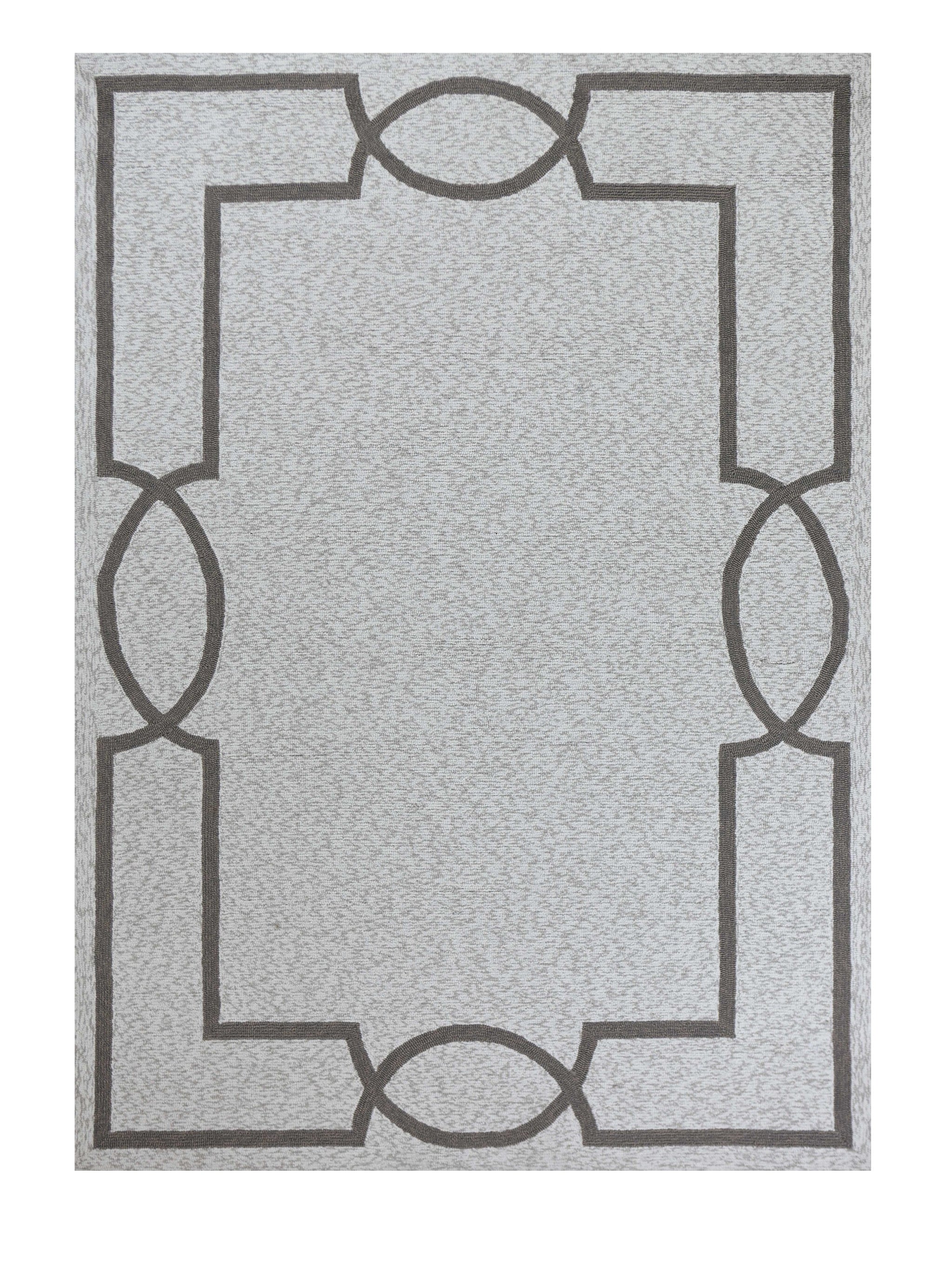 5' X 7' Ivory And Brown Geometric Handmade Indoor Outdoor Area Rug - Outdoor