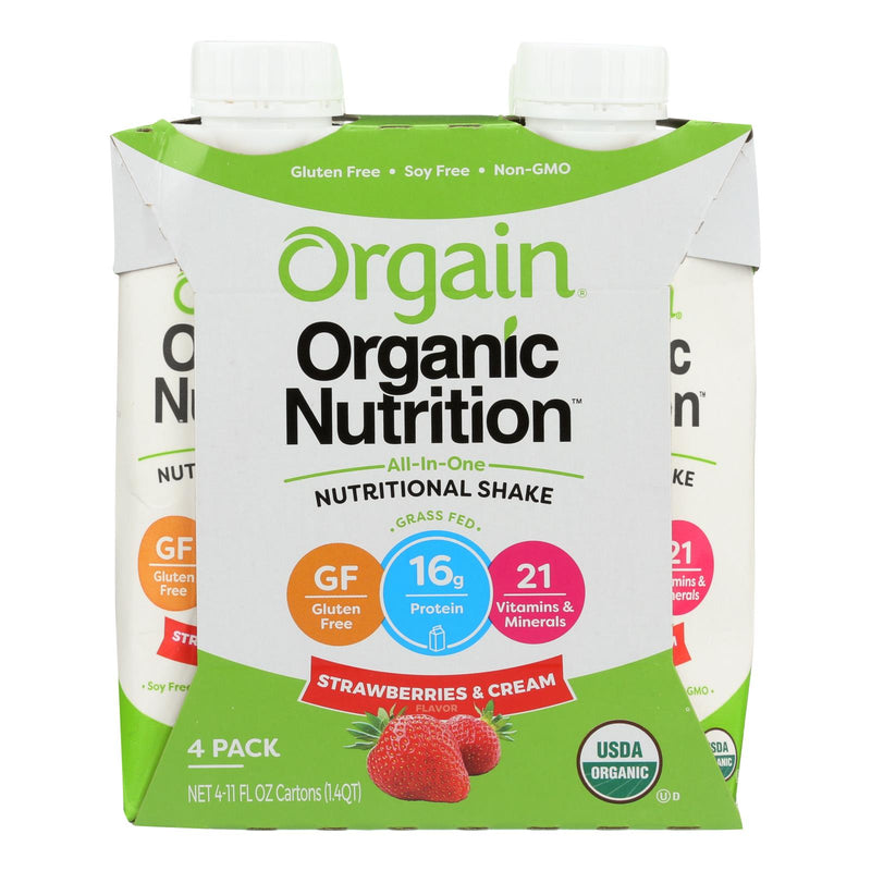 Orgain Nut Shake - Organic - Strawberry & Cream - Case Of 3 - 4/11 Fl Oz - GreatEagleInc