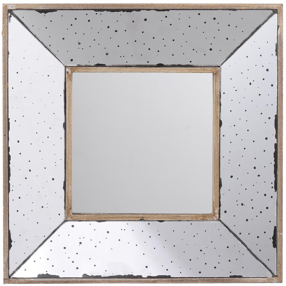 12" Square Wall Mounted Vintage Style Glass Frame Accent Mirror - Bed & Bath
