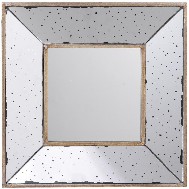 12" Square Wall Mounted Vintage Style Glass Frame Accent Mirror - Bed & Bath