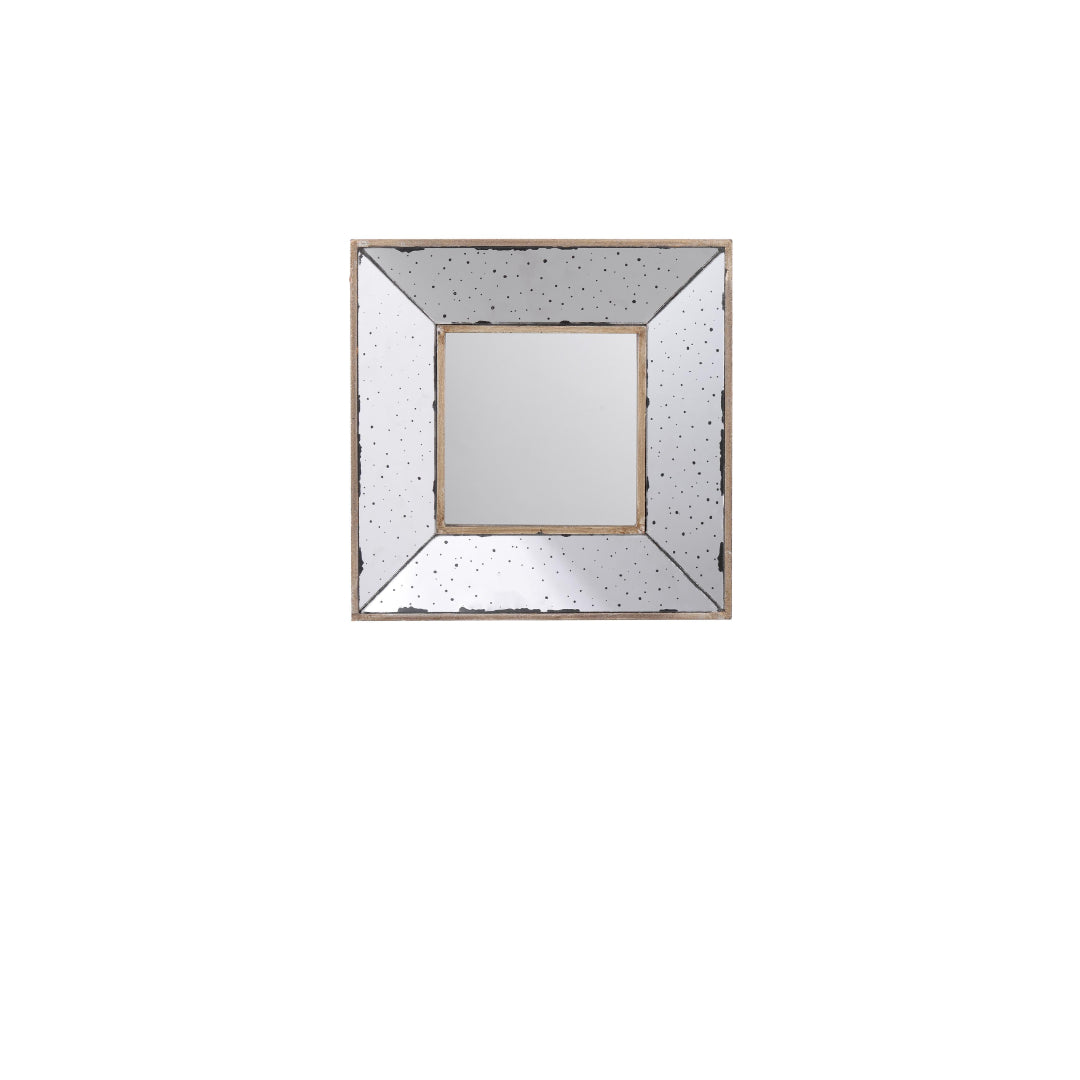 12" Square Wall Mounted Vintage Style Glass Frame Accent Mirror - Bed & Bath